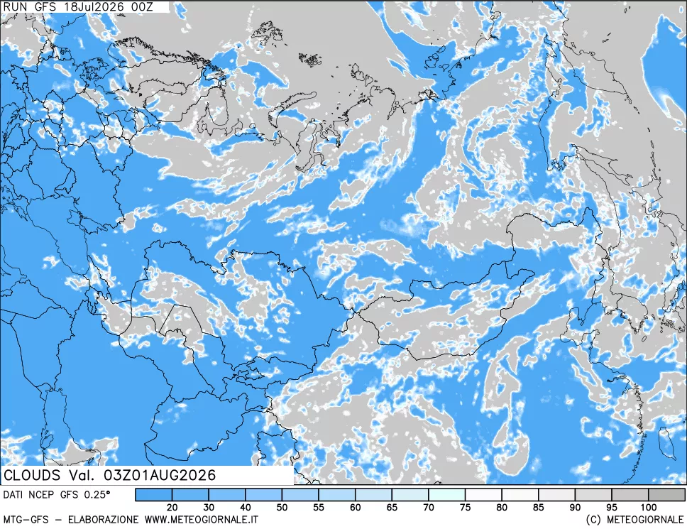 mappa Nuvolosit&agrave; totale