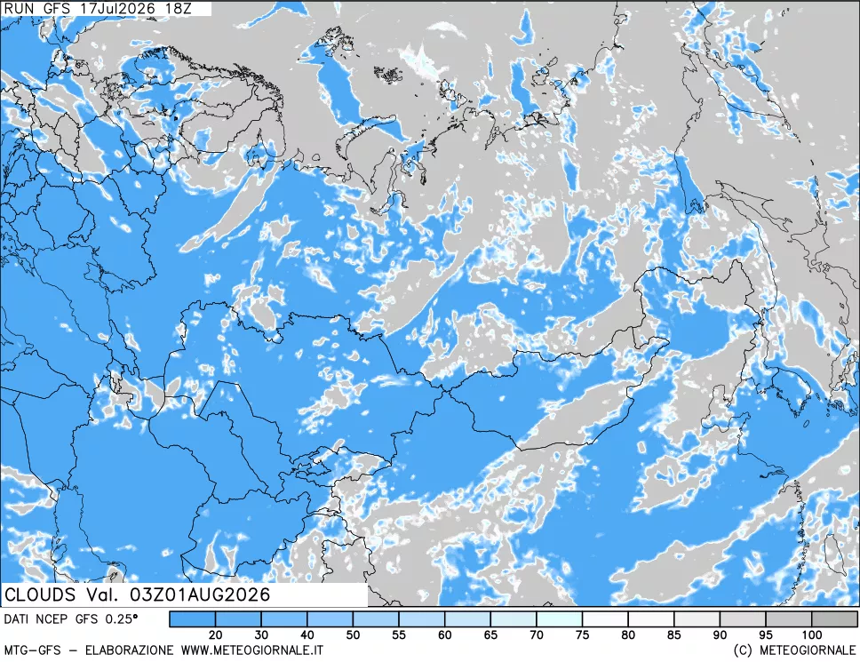 mappa Nuvolosit&agrave; totale