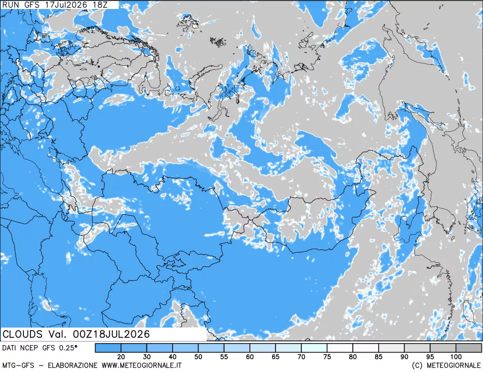 mappa Nuvolosit&agrave; totale