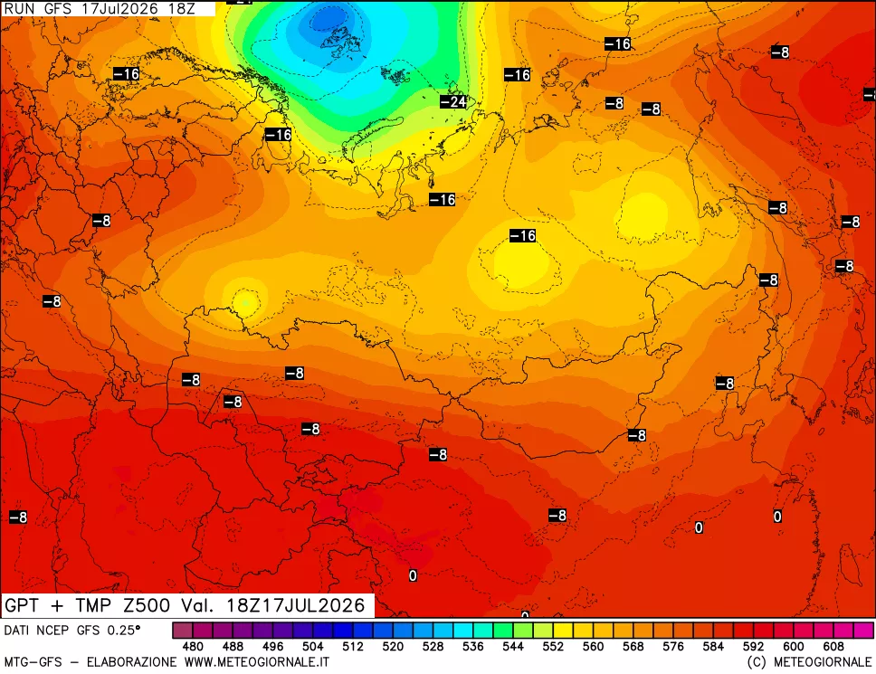 mappa 500 hPa GPT + Temp