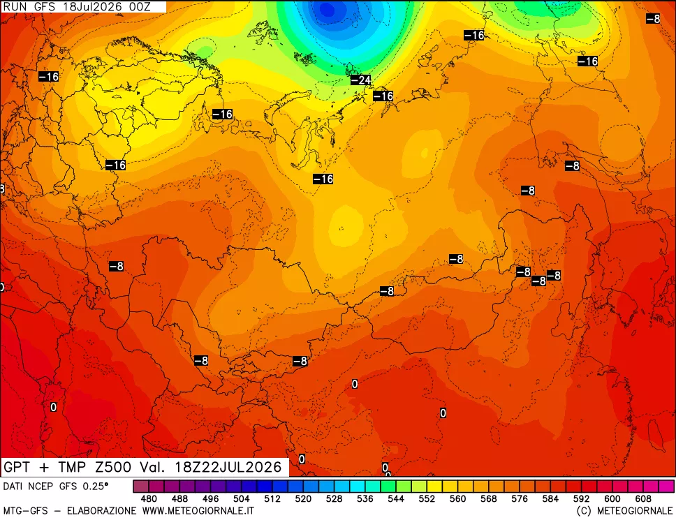 mappa 500 hPa GPT + Temp