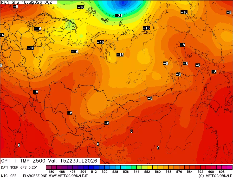 mappa 500 hPa GPT + Temp