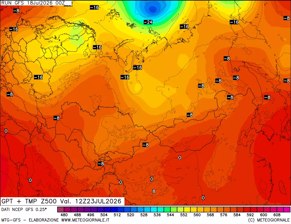 mappa 500 hPa GPT + Temp