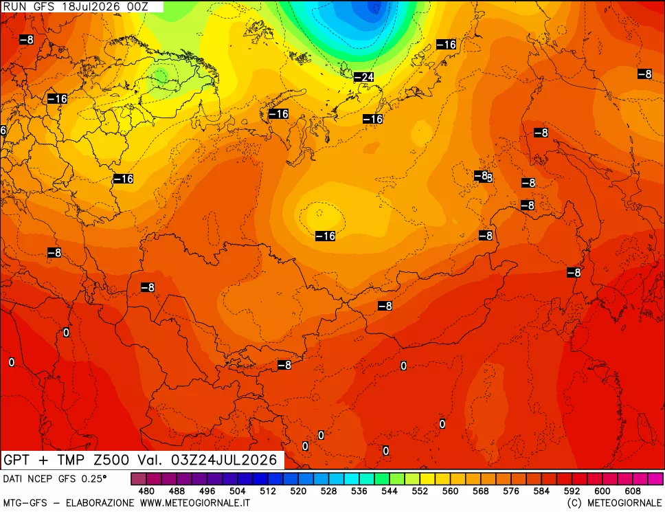 mappa 500 hPa GPT + Temp