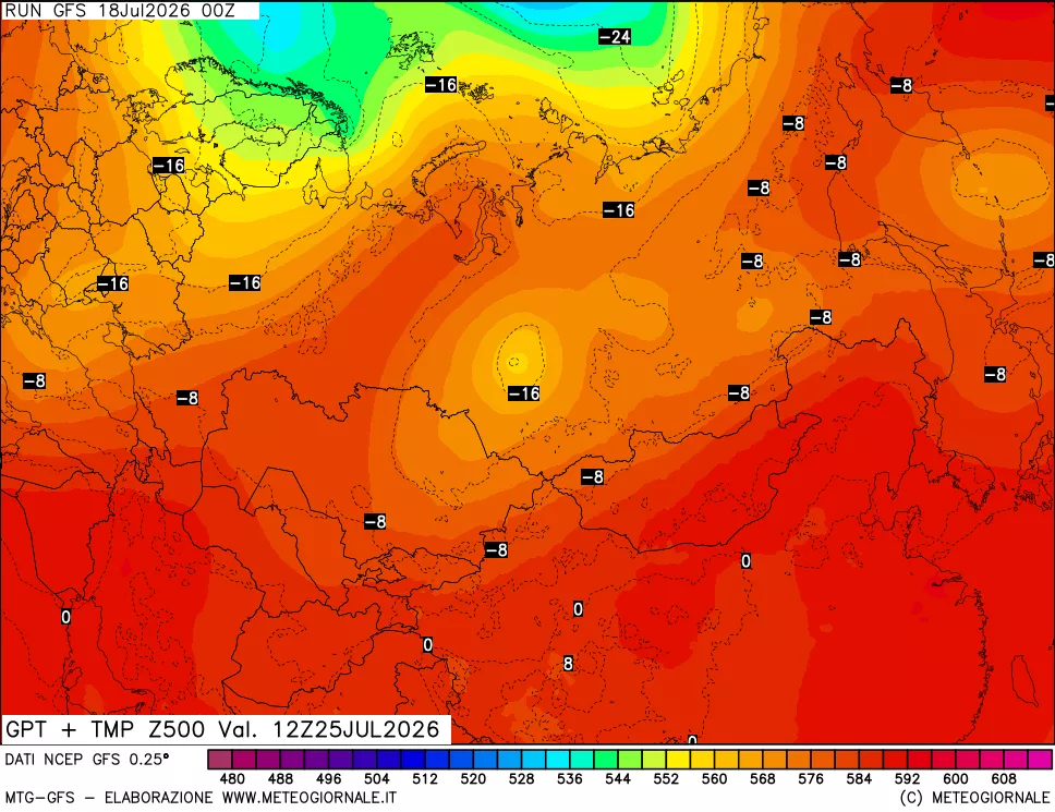 mappa 500 hPa GPT + Temp