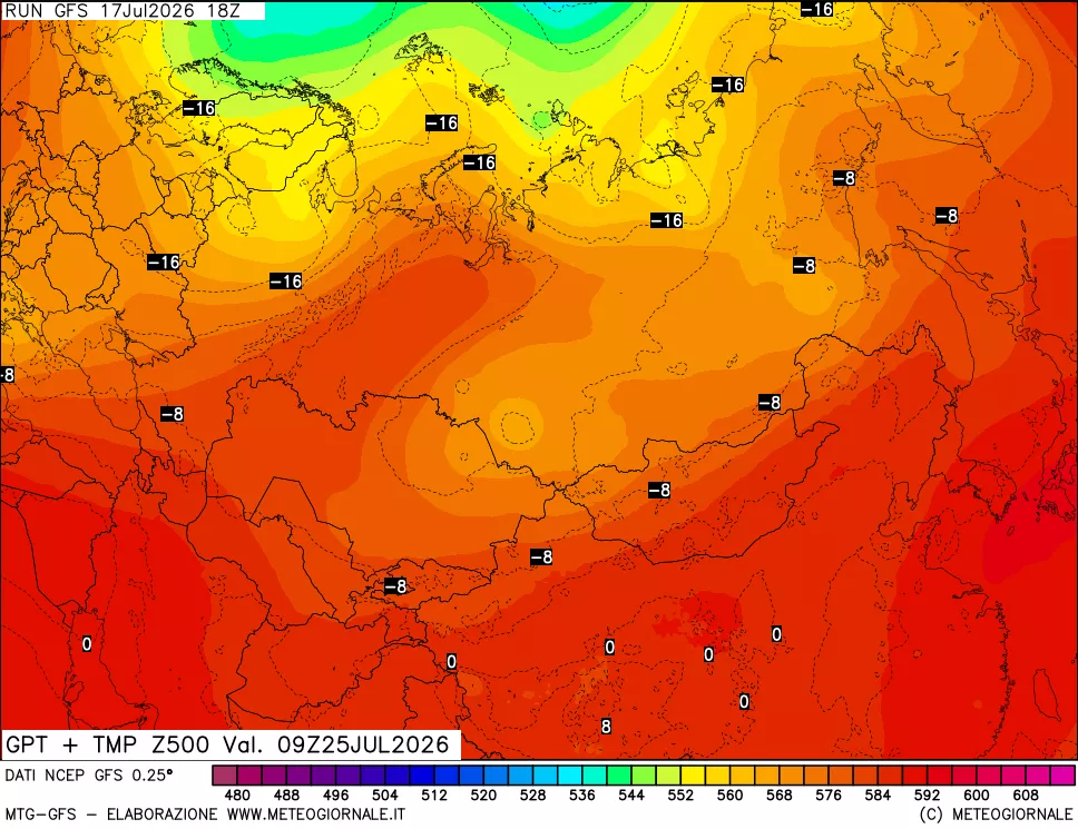 mappa 500 hPa GPT + Temp