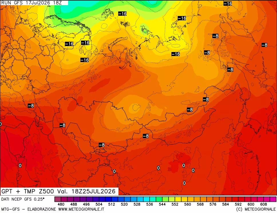mappa 500 hPa GPT + Temp