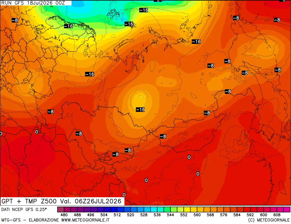 mappa 500 hPa GPT + Temp