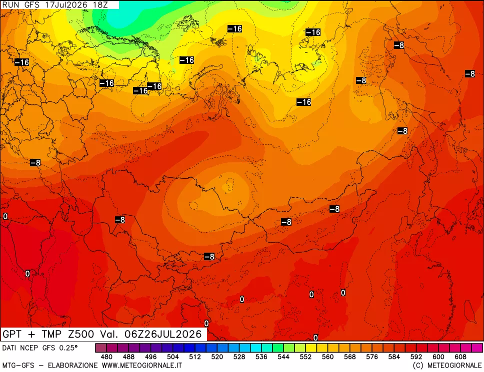 mappa 500 hPa GPT + Temp