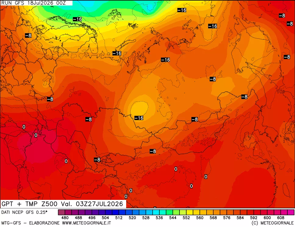mappa 500 hPa GPT + Temp