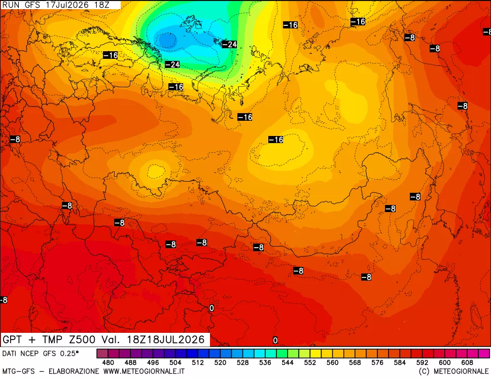 mappa 500 hPa GPT + Temp