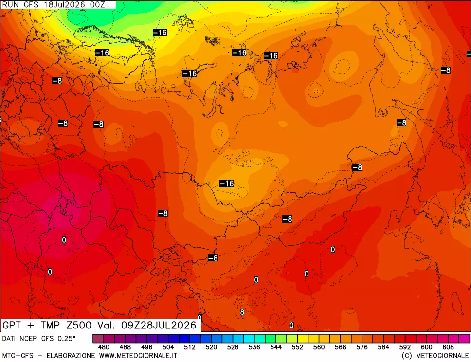 mappa 500 hPa GPT + Temp