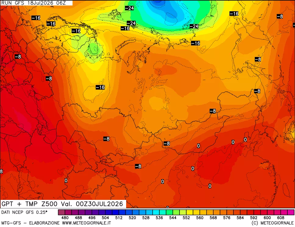 mappa 500 hPa GPT + Temp