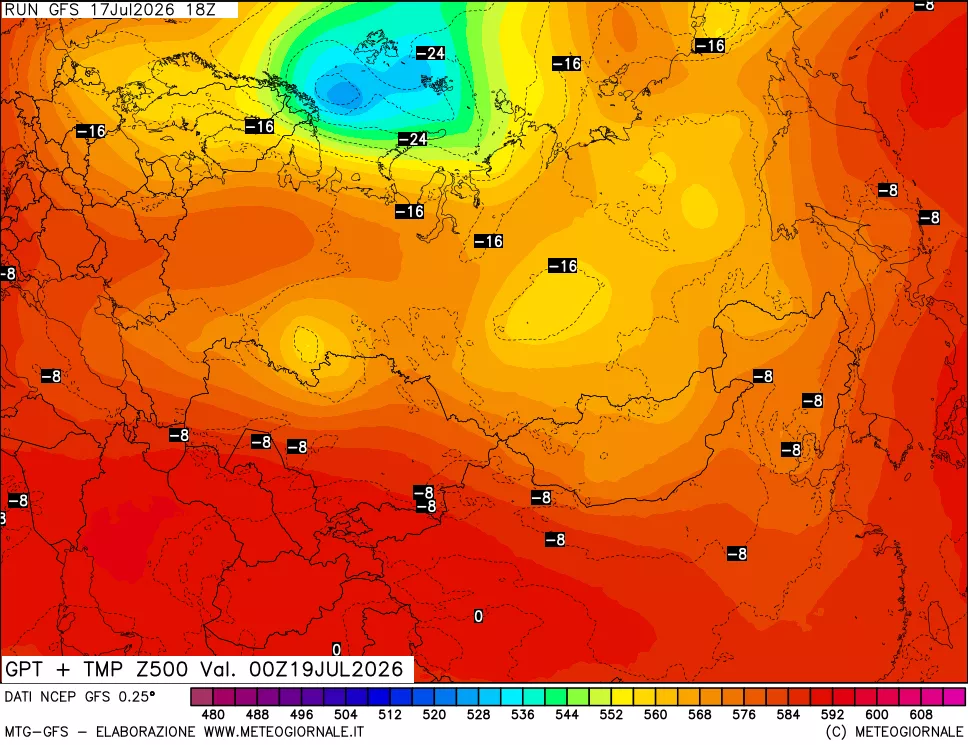 mappa 500 hPa GPT + Temp