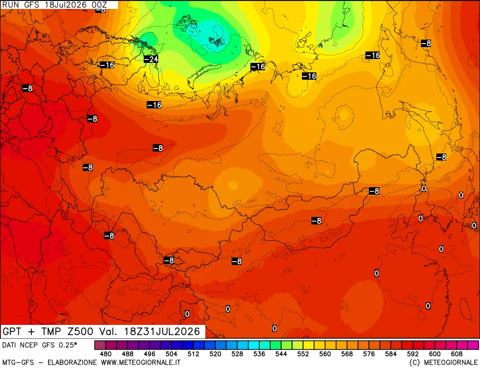 mappa 500 hPa GPT + Temp
