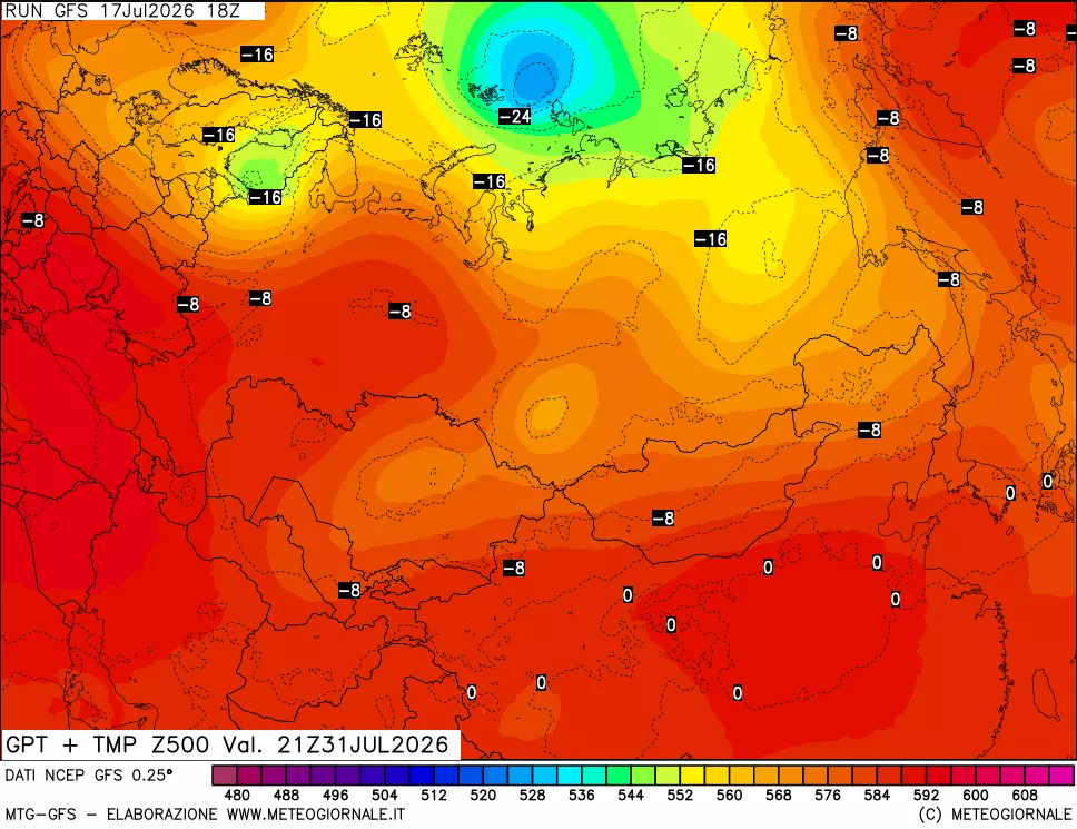 mappa 500 hPa GPT + Temp