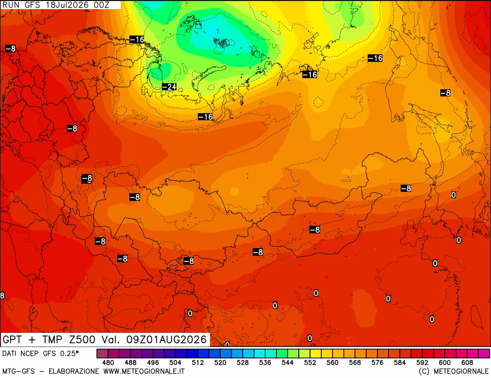 mappa 500 hPa GPT + Temp