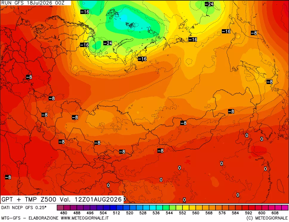 mappa 500 hPa GPT + Temp