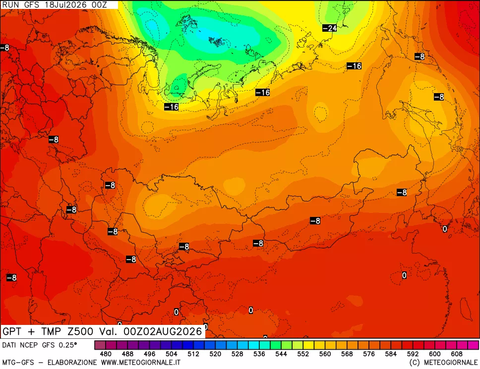 mappa 500 hPa GPT + Temp