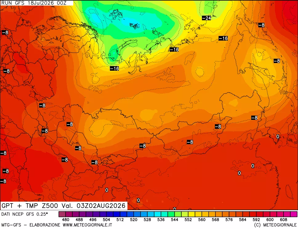 mappa 500 hPa GPT + Temp