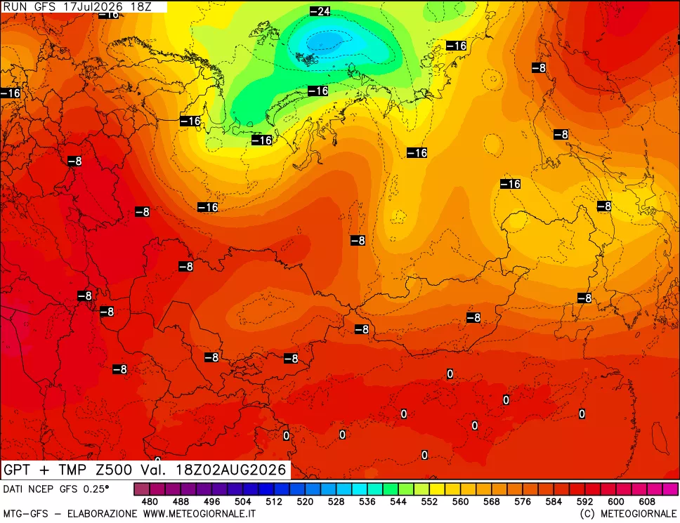 mappa 500 hPa GPT + Temp