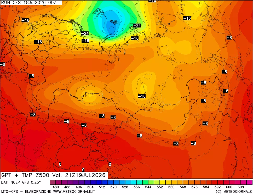 mappa 500 hPa GPT + Temp