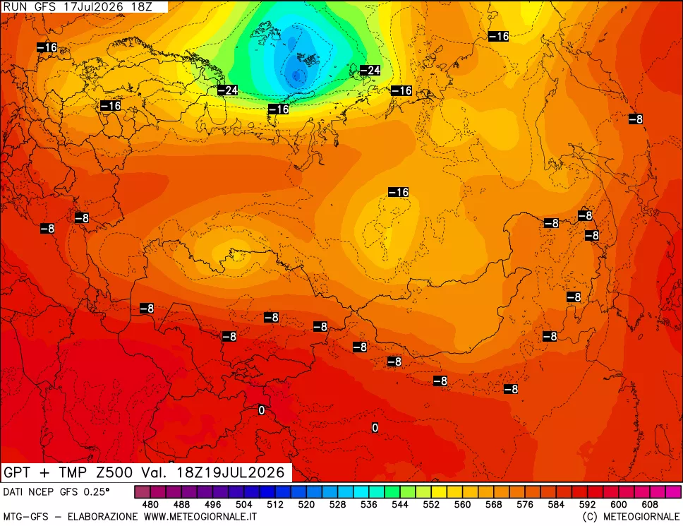 mappa 500 hPa GPT + Temp