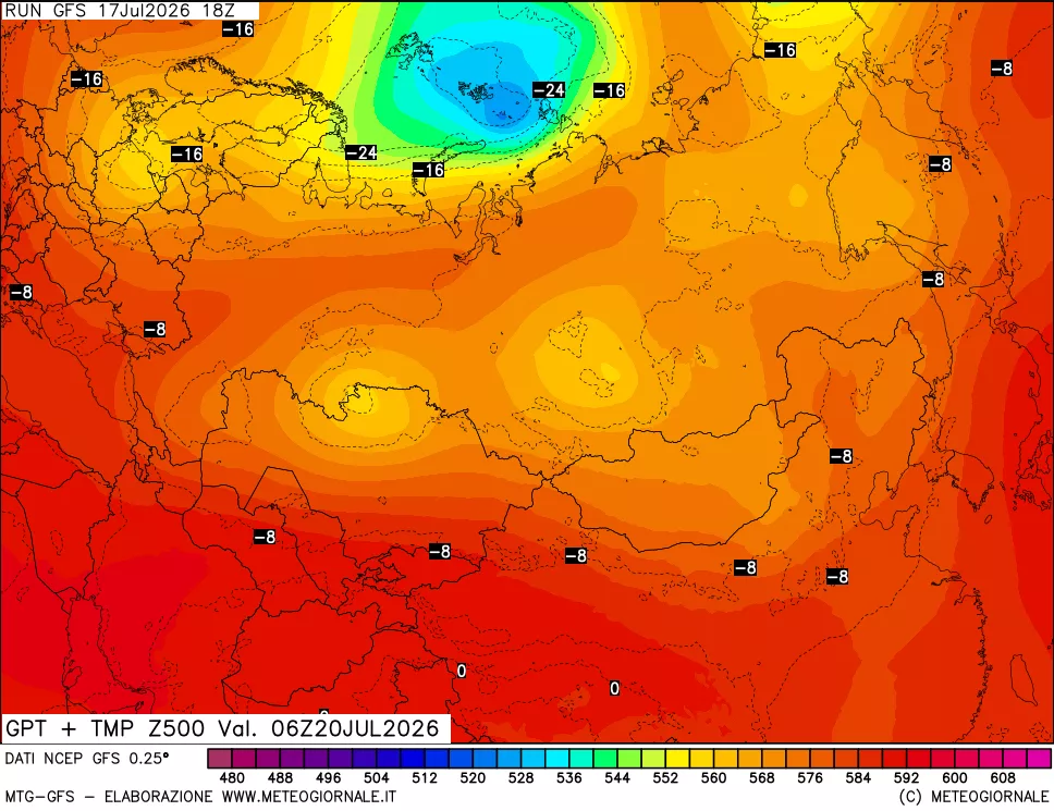 mappa 500 hPa GPT + Temp