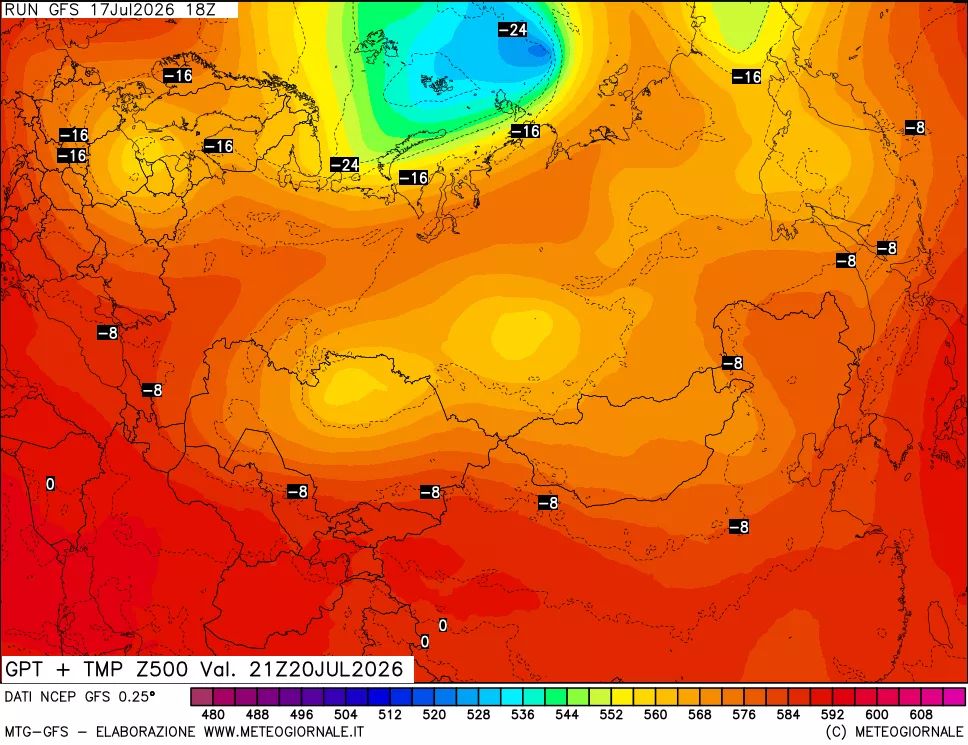 mappa 500 hPa GPT + Temp