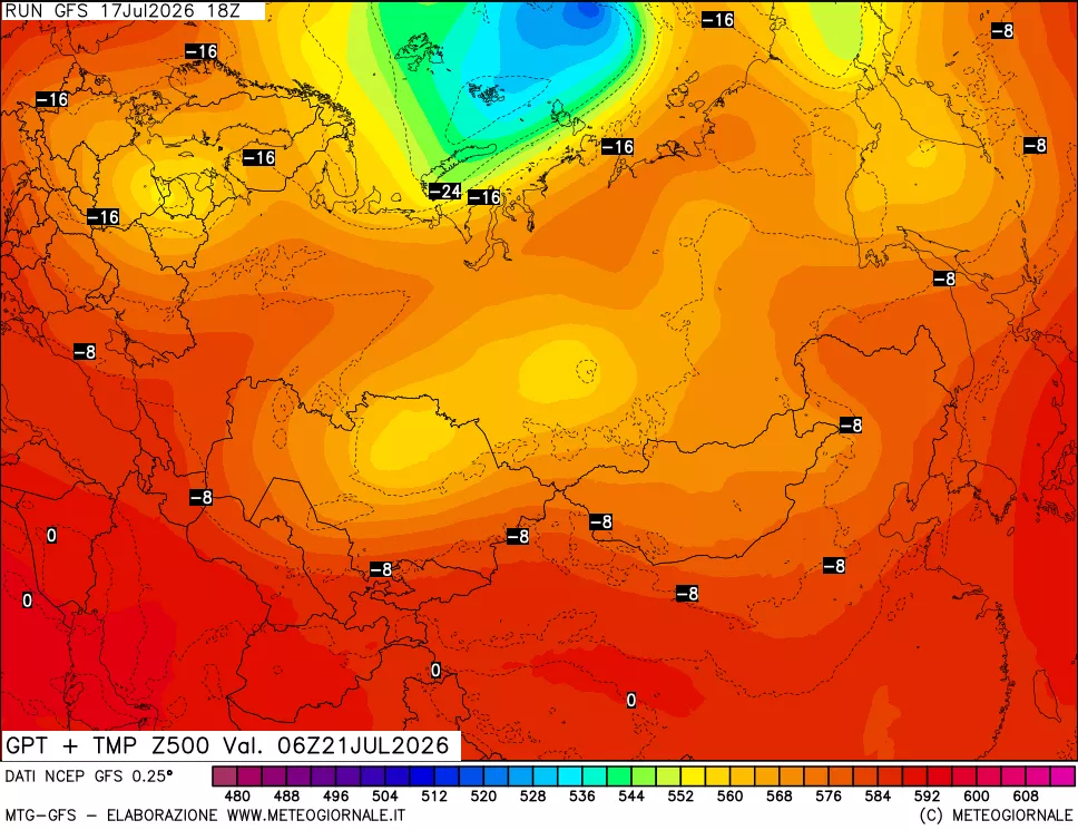 mappa 500 hPa GPT + Temp