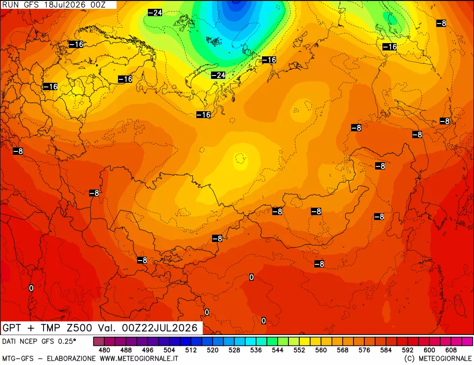 mappa 500 hPa GPT + Temp