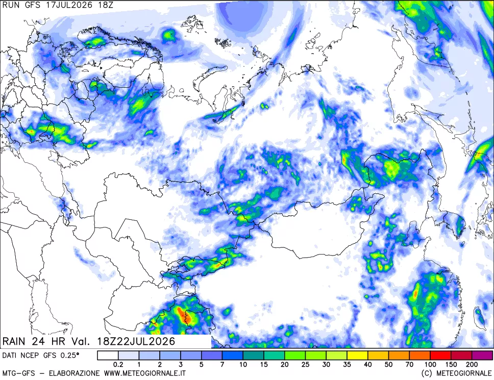 mappa Precipitazioni 24 ore precedenti