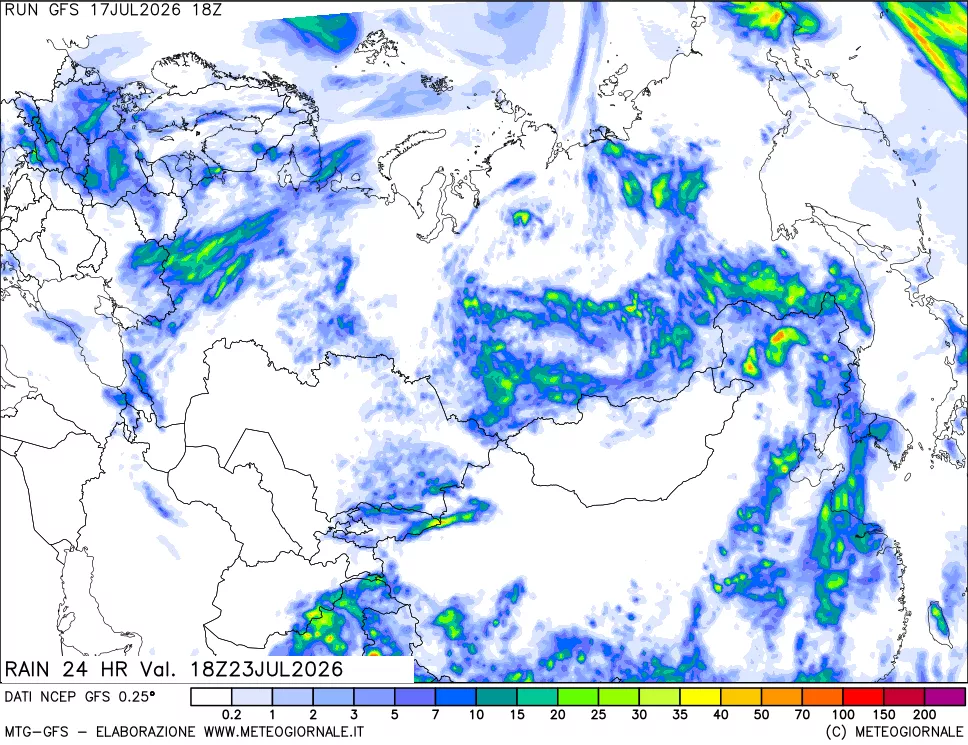 mappa Precipitazioni 24 ore precedenti