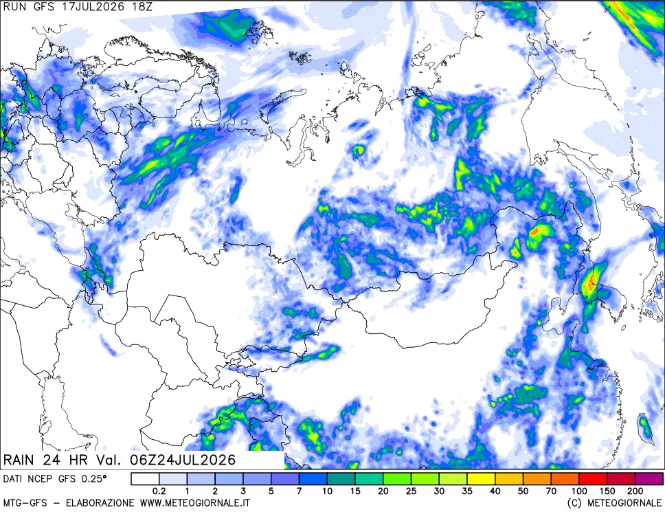 mappa Precipitazioni 24 ore precedenti