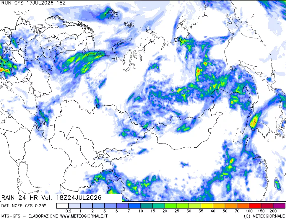 mappa Precipitazioni 24 ore precedenti
