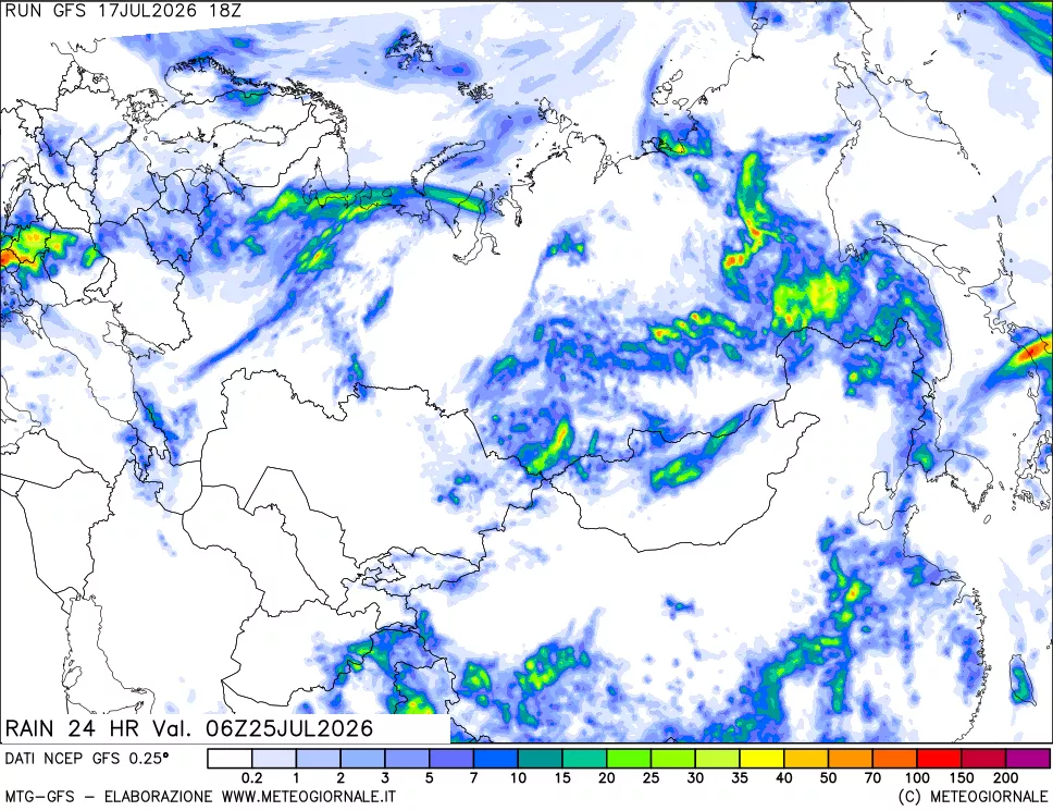 mappa Precipitazioni 24 ore precedenti