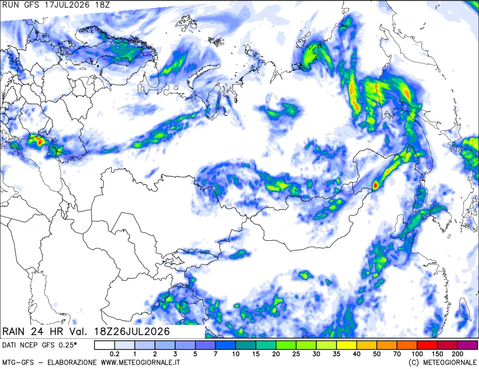 mappa Precipitazioni 24 ore precedenti