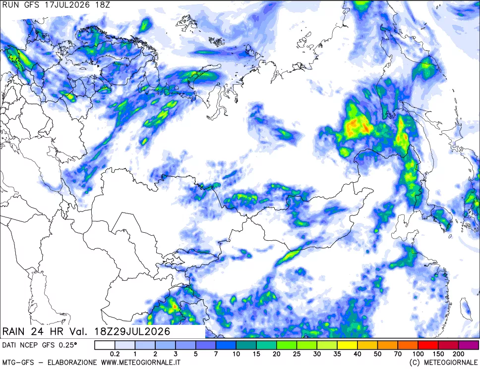 mappa Precipitazioni 24 ore precedenti
