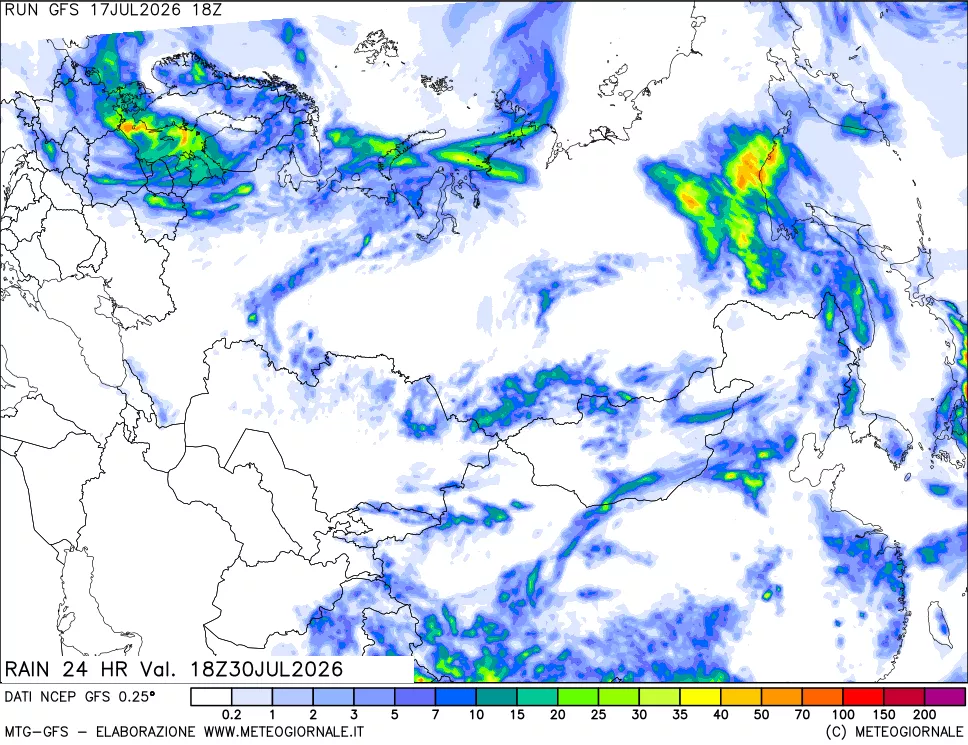 mappa Precipitazioni 24 ore precedenti