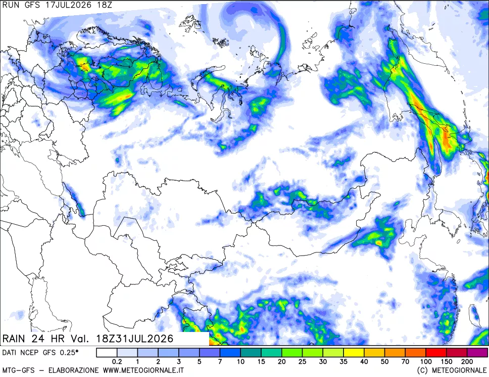 mappa Precipitazioni 24 ore precedenti