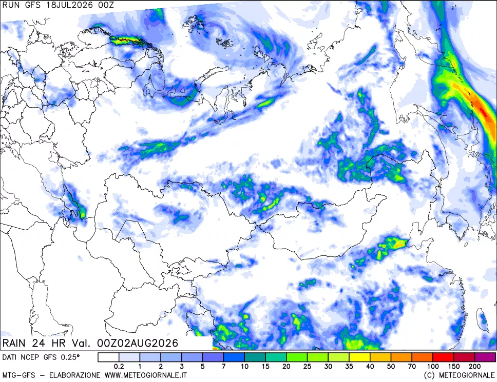 mappa Precipitazioni 24 ore precedenti
