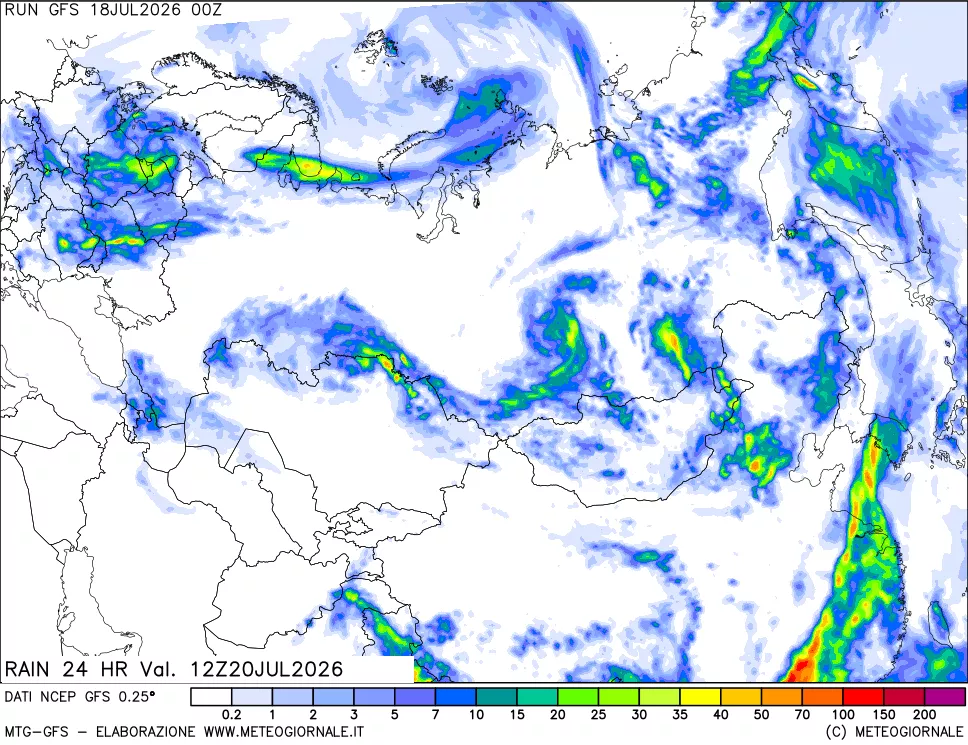 mappa Precipitazioni 24 ore precedenti