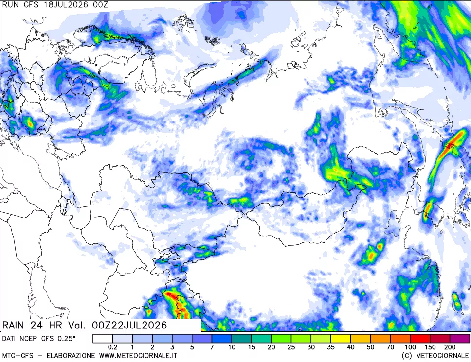 mappa Precipitazioni 24 ore precedenti