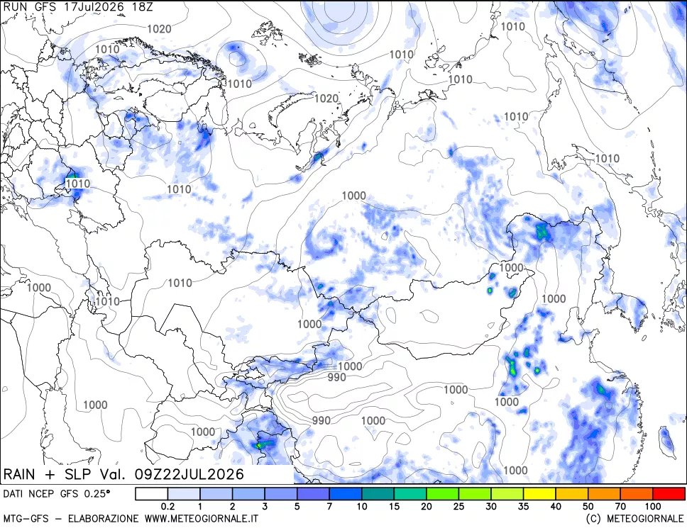 mappa Precipitazioni e pressione SLM