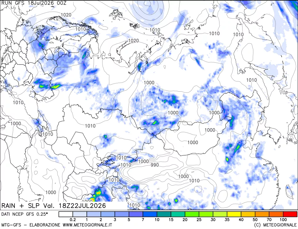 mappa Precipitazioni e pressione SLM