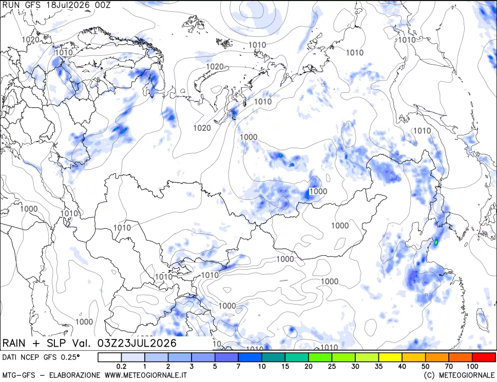 mappa Precipitazioni e pressione SLM