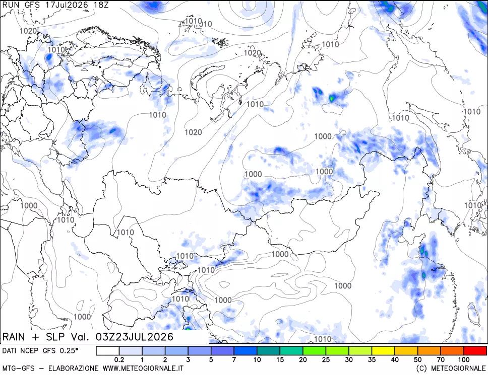 mappa Precipitazioni e pressione SLM