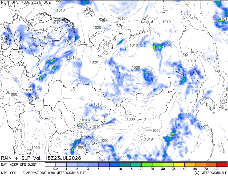 mappa Precipitazioni e pressione SLM