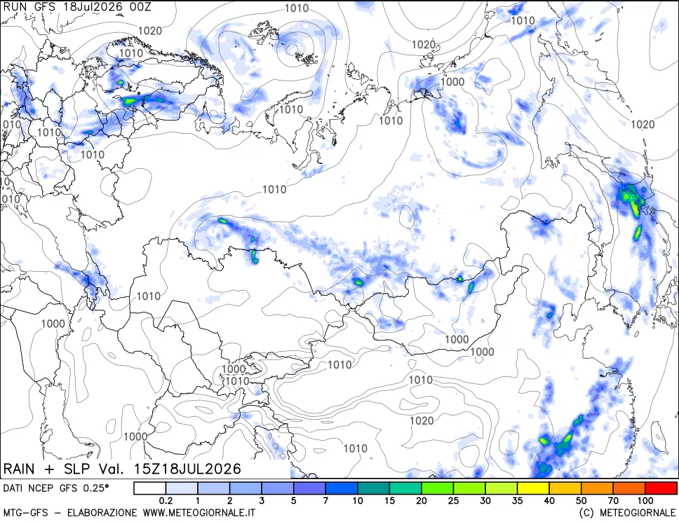 mappa Precipitazioni e pressione SLM
