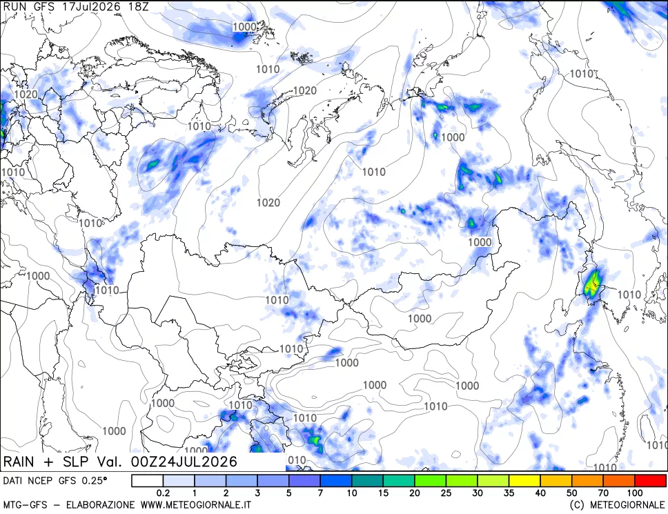 mappa Precipitazioni e pressione SLM
